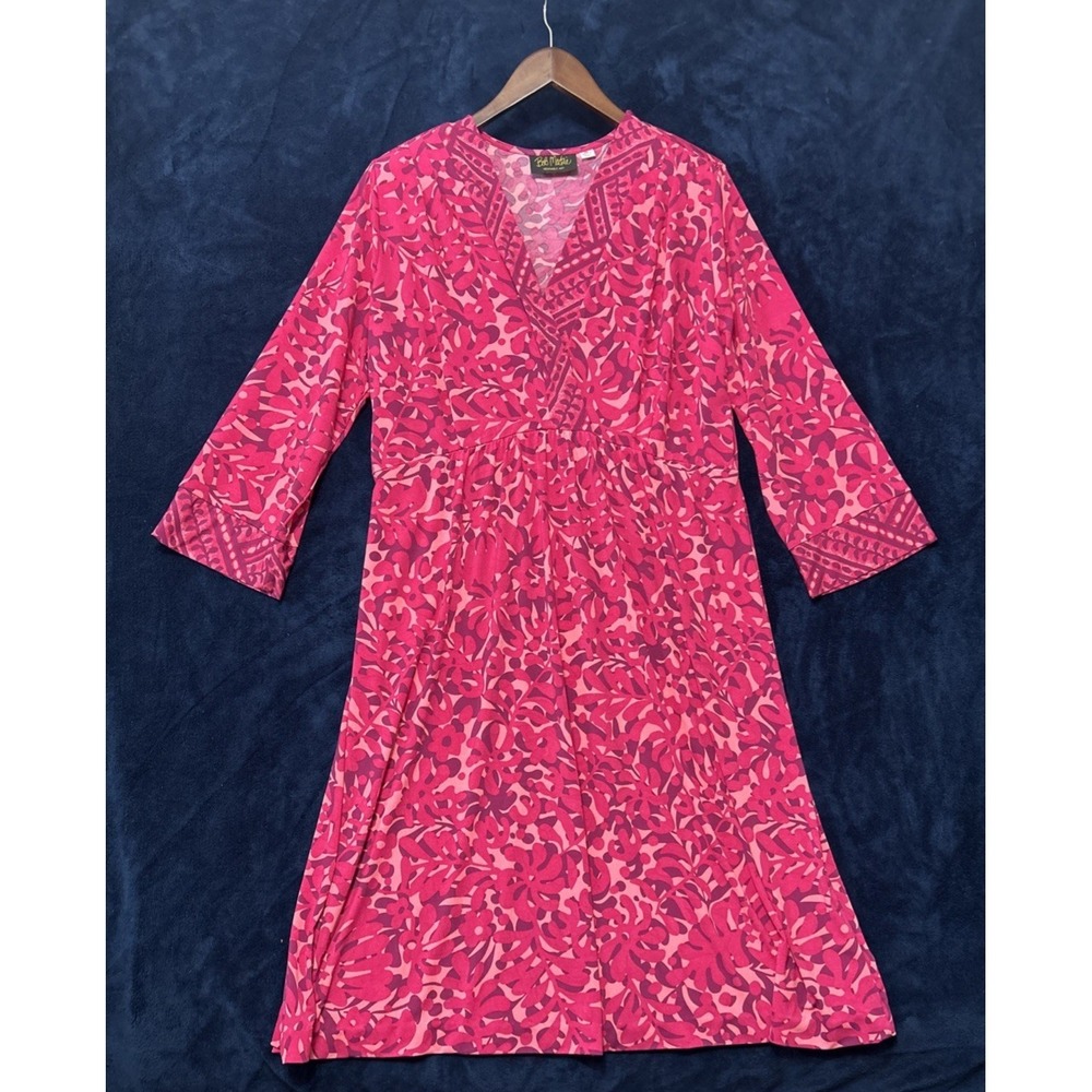 Bob Mackie Womens Faux Wrap Dress Size XL Pink Geometric Artsy‎ Career